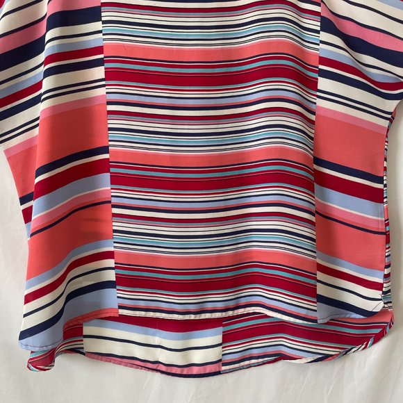 EST. 1946 Womens Multicolor Slit Sleeve Round Neck Striped Blouse Top Size XL - Picture 3 of 13